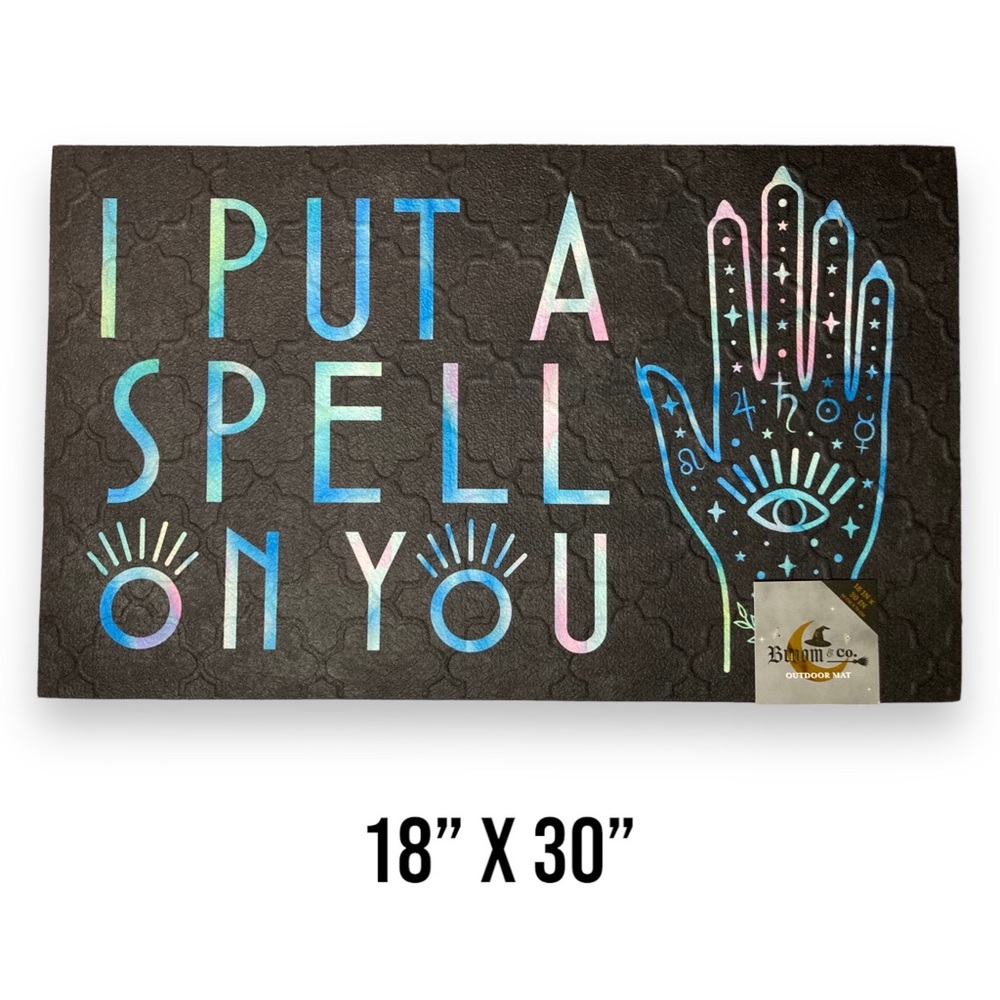 “I Put A Spell On You” Fortune Hand Spooky Floor Mat Rug 18” x 30” Broom & Co.